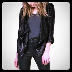 Miss Me sequin open drape blazer